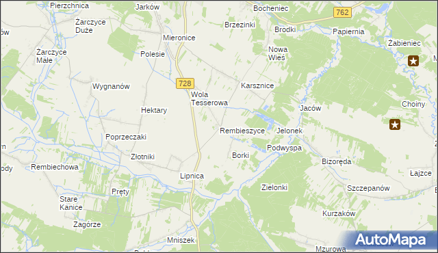 mapa Rembieszyce, Rembieszyce na mapie Targeo