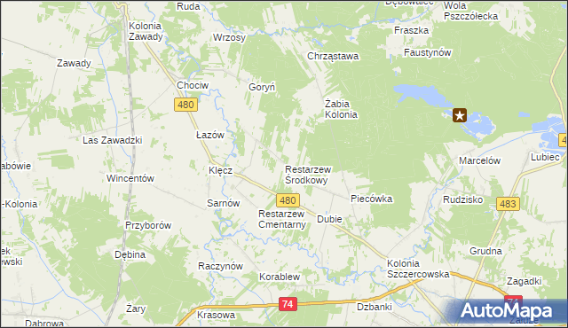 mapa Restarzew Środkowy, Restarzew Środkowy na mapie Targeo