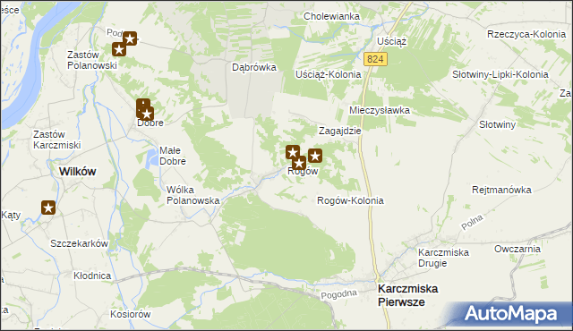 mapa Rogów gmina Wilków, Rogów gmina Wilków na mapie Targeo