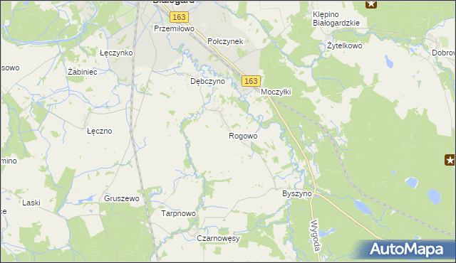 mapa Rogowo gmina Białogard, Rogowo gmina Białogard na mapie Targeo