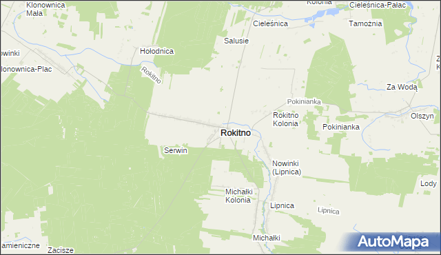 mapa Rokitno powiat bialski, Rokitno powiat bialski na mapie Targeo