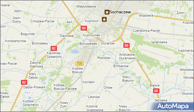 mapa Rokotów, Rokotów na mapie Targeo