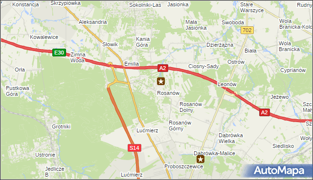 mapa Rosanów, Rosanów na mapie Targeo