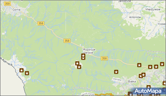 mapa Rozdroże Izerskie, Rozdroże Izerskie na mapie Targeo