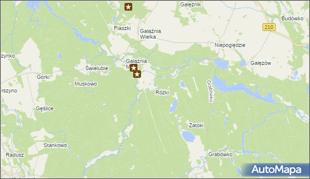 mapa Różki gmina Kołczygłowy, Różki gmina Kołczygłowy na mapie Targeo