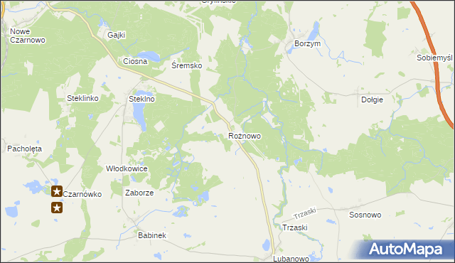 mapa Rożnowo gmina Banie, Rożnowo gmina Banie na mapie Targeo