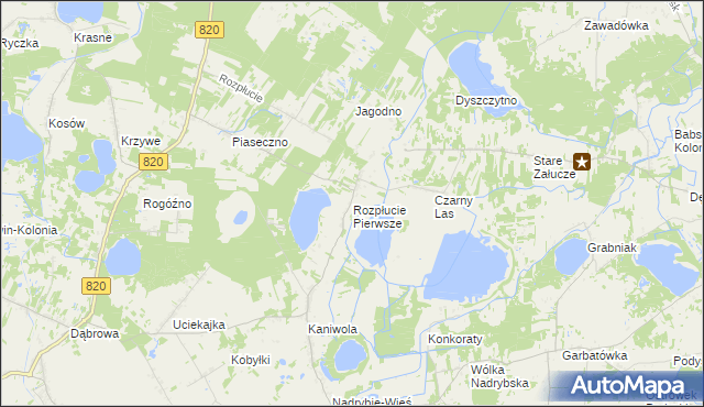 mapa Rozpłucie Pierwsze, Rozpłucie Pierwsze na mapie Targeo