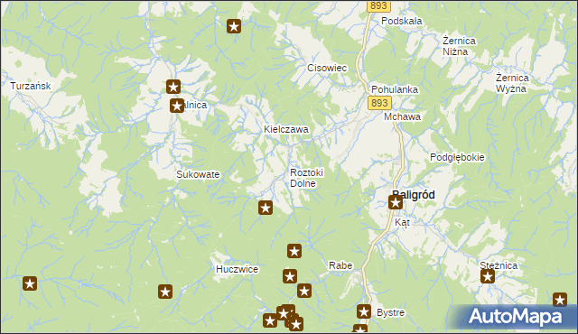 mapa Roztoki Dolne, Roztoki Dolne na mapie Targeo