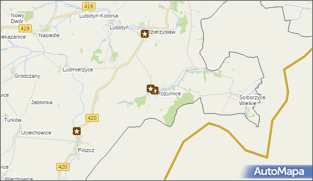 mapa Rozumice, Rozumice na mapie Targeo