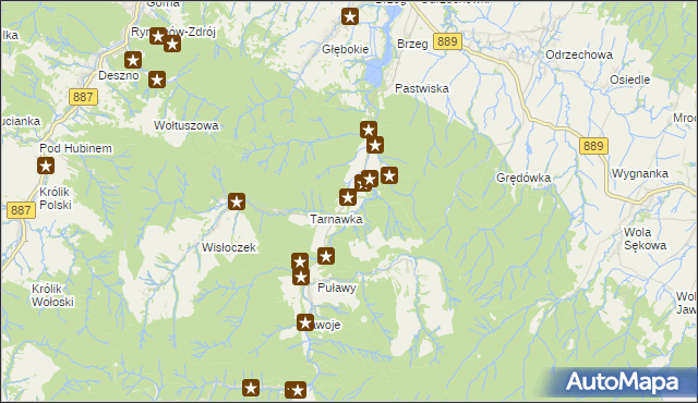 mapa Rudawka Rymanowska, Rudawka Rymanowska na mapie Targeo