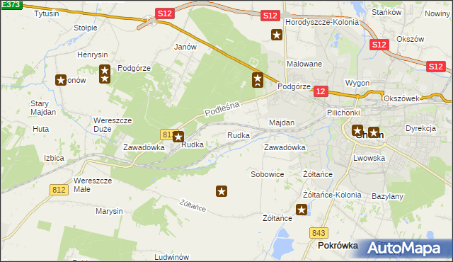 mapa Rudka gmina Chełm, Rudka gmina Chełm na mapie Targeo
