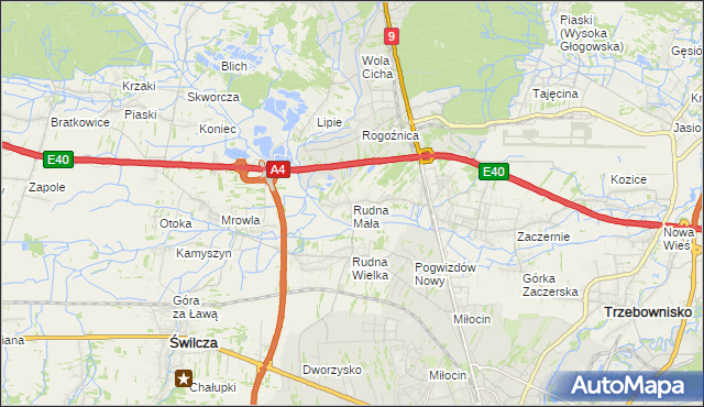 mapa Rudna Mała gmina Głogów Małopolski, Rudna Mała gmina Głogów Małopolski na mapie Targeo