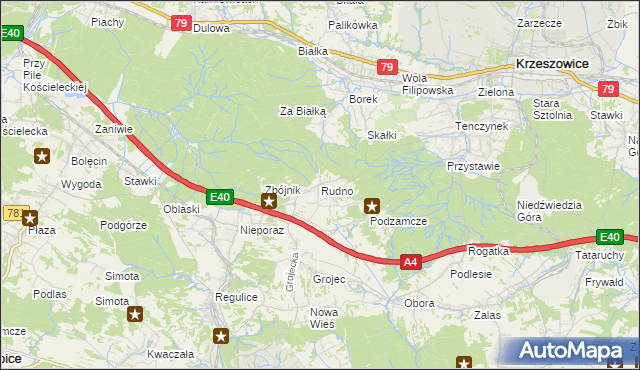 mapa Rudno gmina Krzeszowice, Rudno gmina Krzeszowice na mapie Targeo