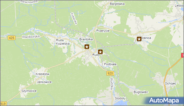 mapa Rudy gmina Kuźnia Raciborska, Rudy gmina Kuźnia Raciborska na mapie Targeo