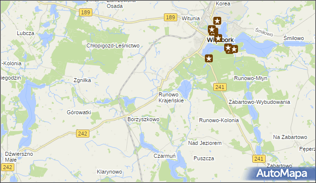 mapa Runowo Krajeńskie, Runowo Krajeńskie na mapie Targeo