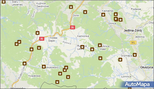 mapa Rybnica Leśna, Rybnica Leśna na mapie Targeo