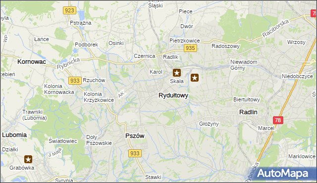 mapa Rydułtowy, Rydułtowy na mapie Targeo