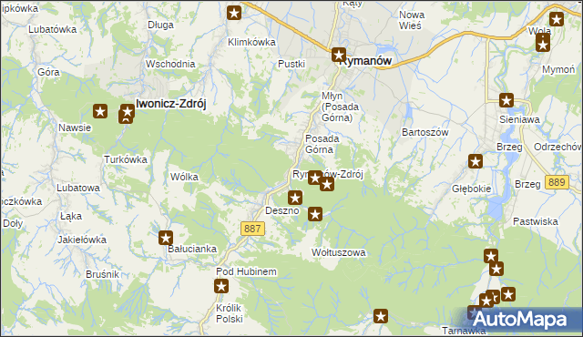 mapa Rymanów-Zdrój, Rymanów-Zdrój na mapie Targeo