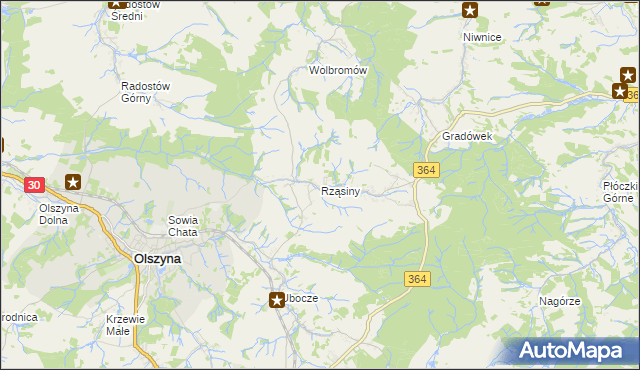 mapa Rząsiny, Rząsiny na mapie Targeo