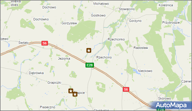 mapa Rzechcino, Rzechcino na mapie Targeo