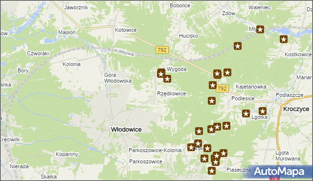 mapa Rzędkowice, Rzędkowice na mapie Targeo