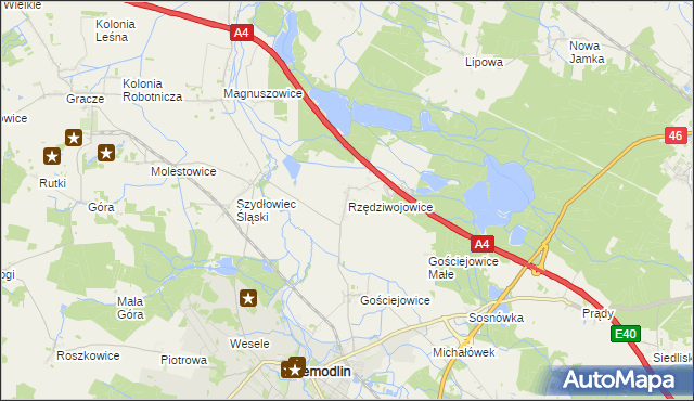 mapa Rzędziwojowice, Rzędziwojowice na mapie Targeo