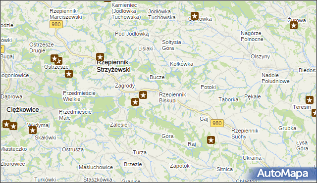 mapa Rzepiennik Biskupi, Rzepiennik Biskupi na mapie Targeo