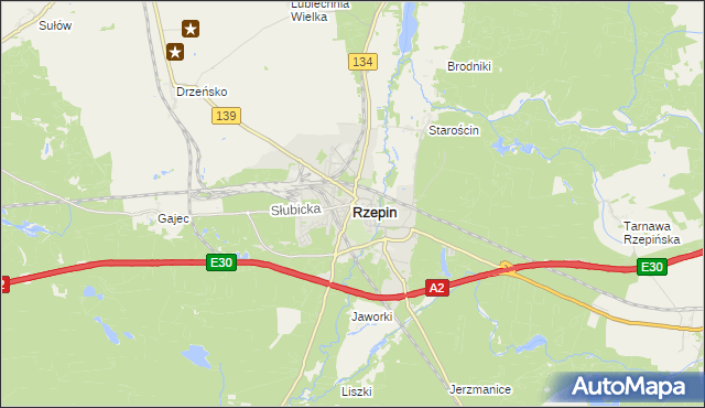 mapa Rzepin, Rzepin na mapie Targeo