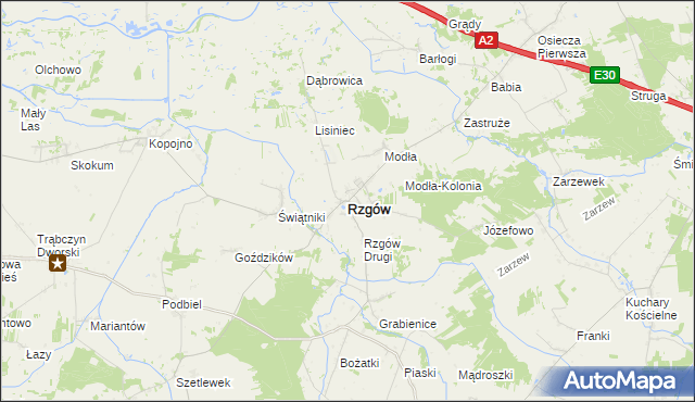 mapa Rzgów powiat koniński, Rzgów powiat koniński na mapie Targeo