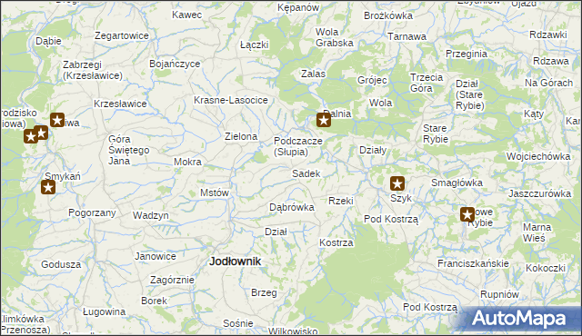 mapa Sadek gmina Jodłownik, Sadek gmina Jodłownik na mapie Targeo