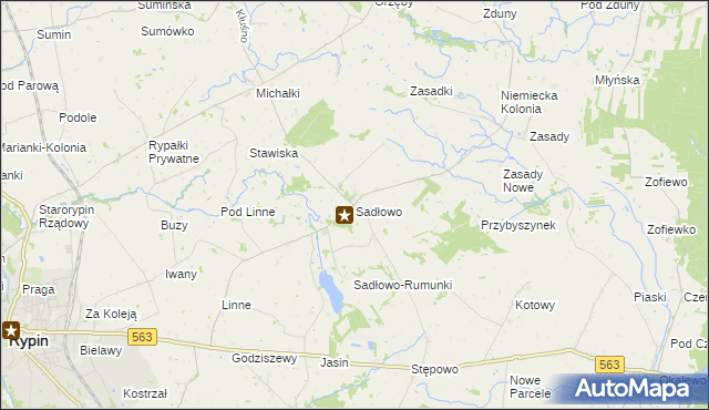 mapa Sadłowo gmina Rypin, Sadłowo gmina Rypin na mapie Targeo