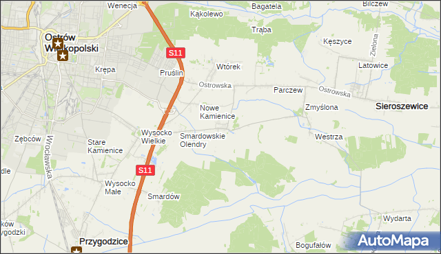 mapa Sadowie gmina Ostrów Wielkopolski, Sadowie gmina Ostrów Wielkopolski na mapie Targeo