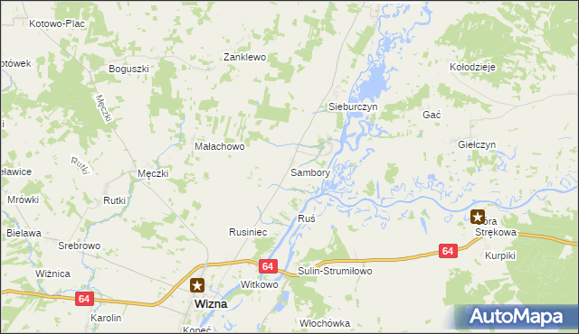mapa Sambory, Sambory na mapie Targeo