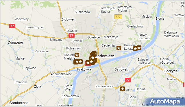 mapa Sandomierza, Sandomierz na mapie Targeo