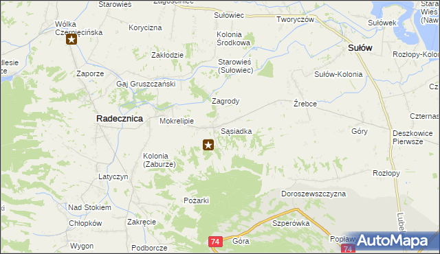 mapa Sąsiadka, Sąsiadka na mapie Targeo