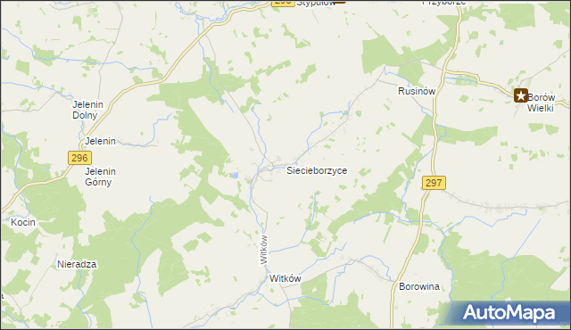 mapa Siecieborzyce, Siecieborzyce na mapie Targeo