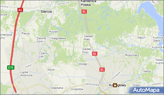 mapa Siedlec Duży, Siedlec Duży na mapie Targeo