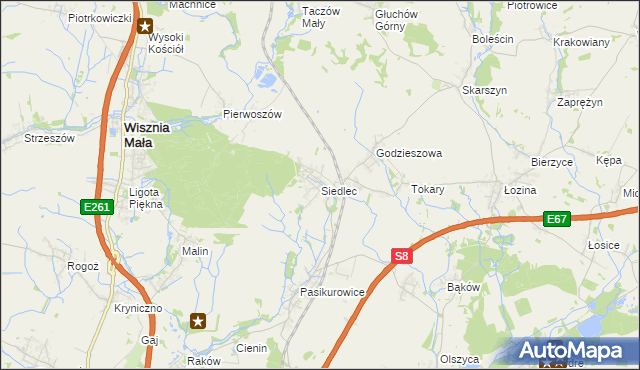 mapa Siedlec gmina Długołęka, Siedlec gmina Długołęka na mapie Targeo