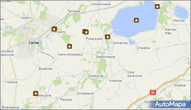 mapa Siedlimowice, Siedlimowice na mapie Targeo