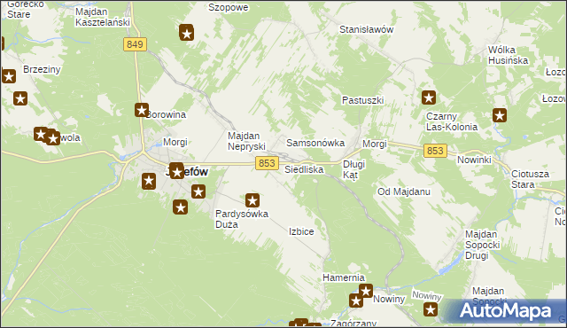 mapa Siedliska gmina Józefów, Siedliska gmina Józefów na mapie Targeo