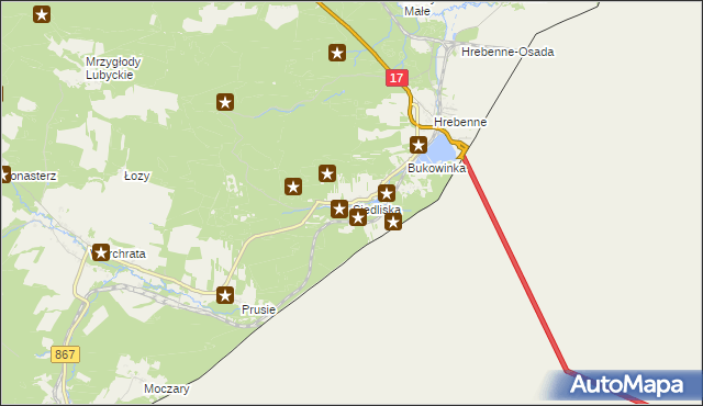 mapa Siedliska gmina Lubycza Królewska, Siedliska gmina Lubycza Królewska na mapie Targeo