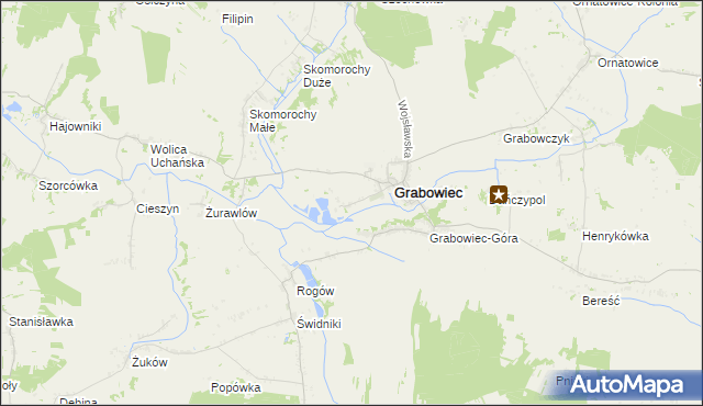 mapa Siedlisko gmina Grabowiec, Siedlisko gmina Grabowiec na mapie Targeo