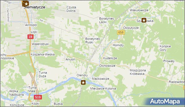 mapa Siemiatycze-Stacja, Siemiatycze-Stacja na mapie Targeo