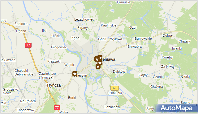 mapa Sieniawa powiat przeworski, Sieniawa powiat przeworski na mapie Targeo