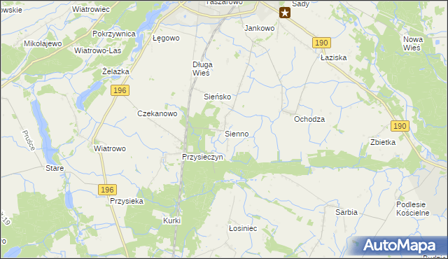 mapa Sienno gmina Wągrowiec, Sienno gmina Wągrowiec na mapie Targeo