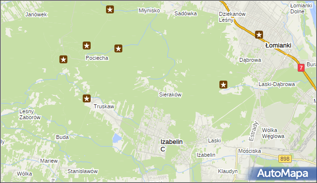 mapa Sieraków gmina Izabelin, Sieraków gmina Izabelin na mapie Targeo