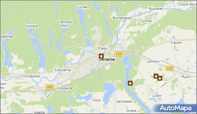 mapa Sieraków powiat międzychodzki, Sieraków powiat międzychodzki na mapie Targeo