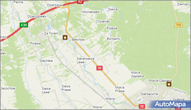 mapa Sierakowice Prawe, Sierakowice Prawe na mapie Targeo