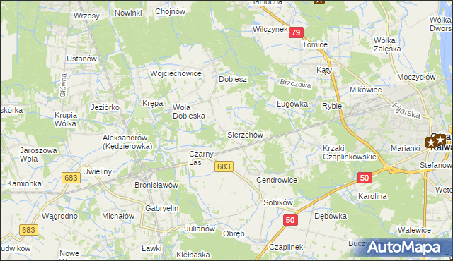 mapa Sierzchów gmina Góra Kalwaria, Sierzchów gmina Góra Kalwaria na mapie Targeo