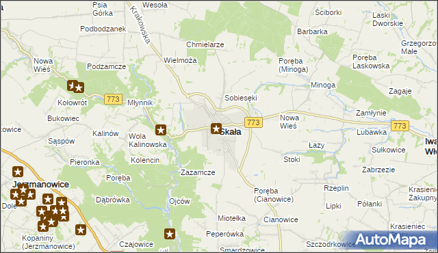 mapa Skała powiat krakowski, Skała powiat krakowski na mapie Targeo